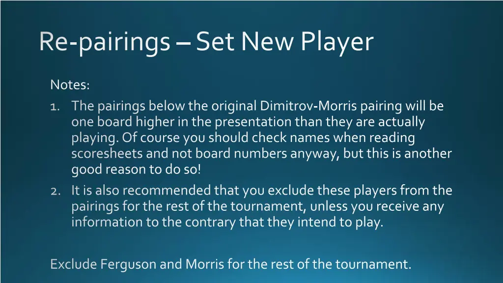 re pairings set new player 3