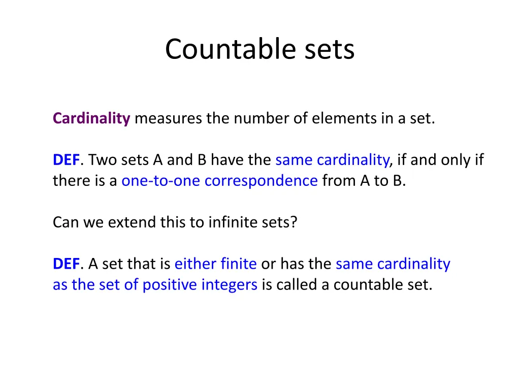 countable sets