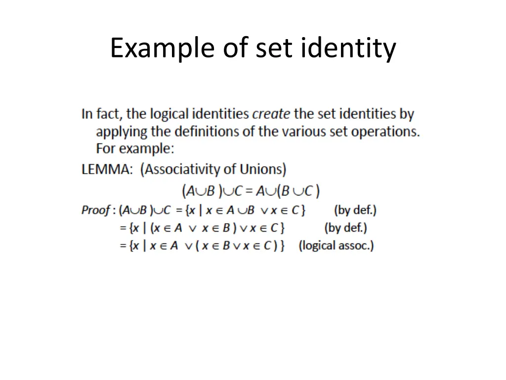 example of set identity