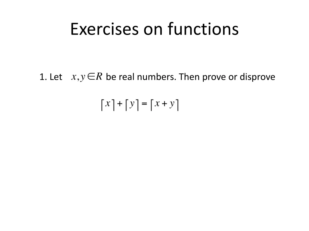 exercises on functions