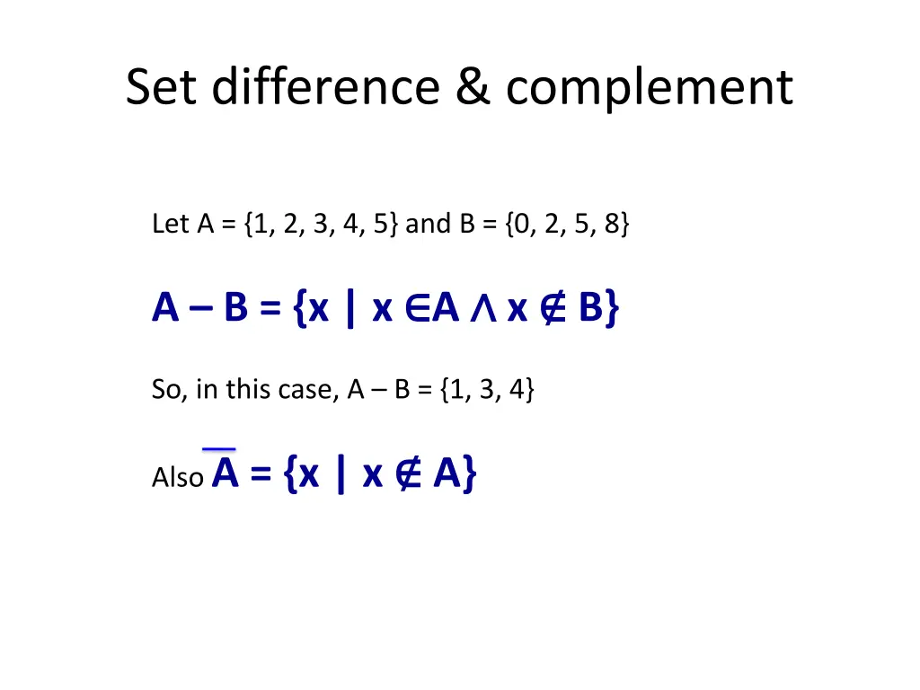 set difference complement