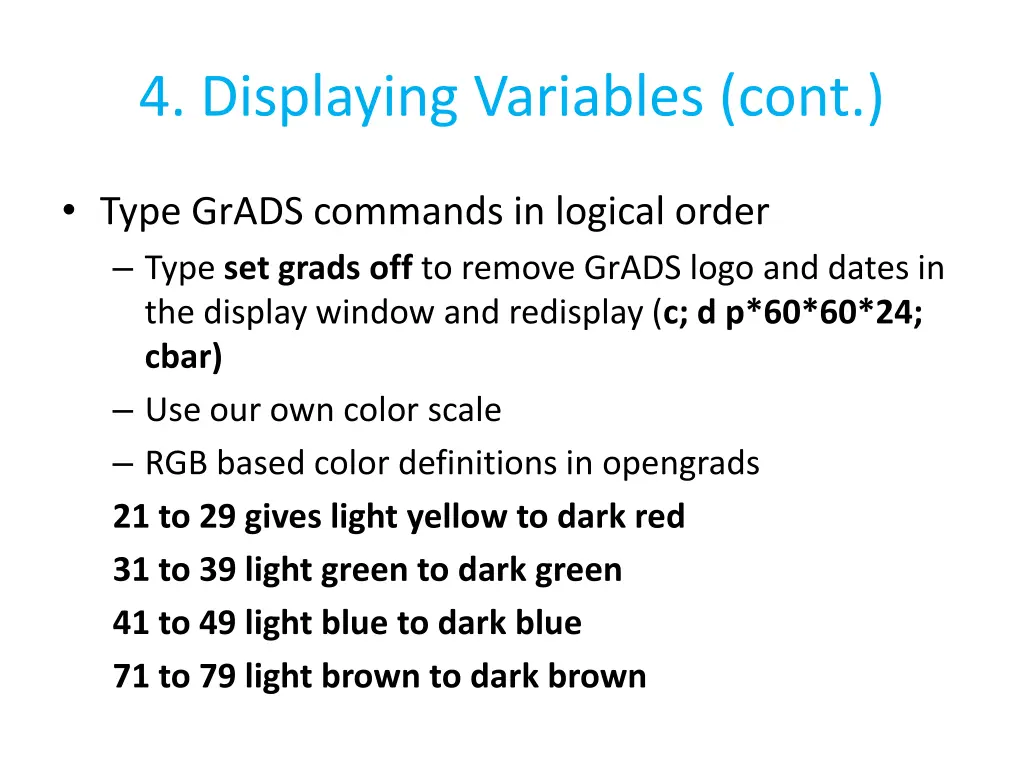 4 displaying variables cont 5