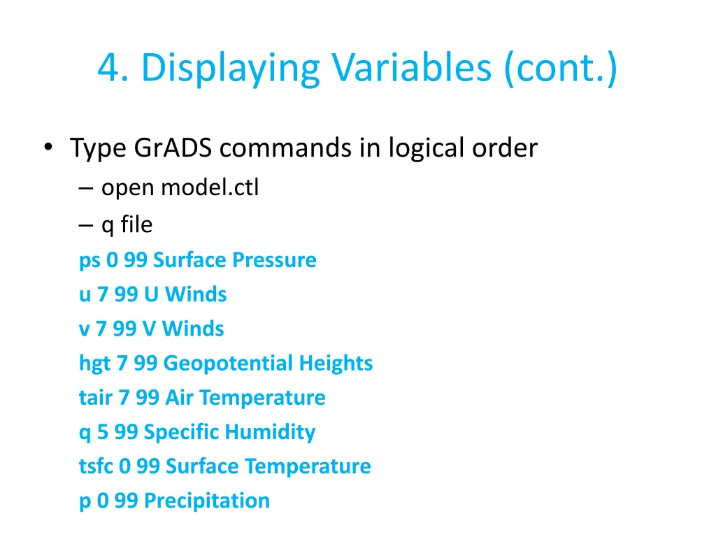 4 displaying variables cont