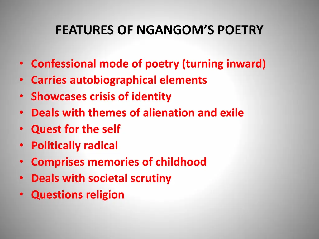 features of ngangom s poetry