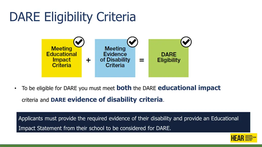 dare eligibility criteria