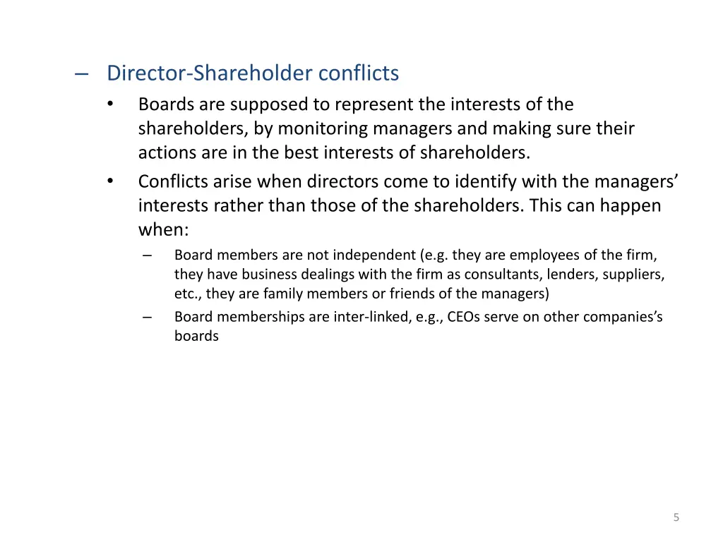 director shareholder conflicts boards