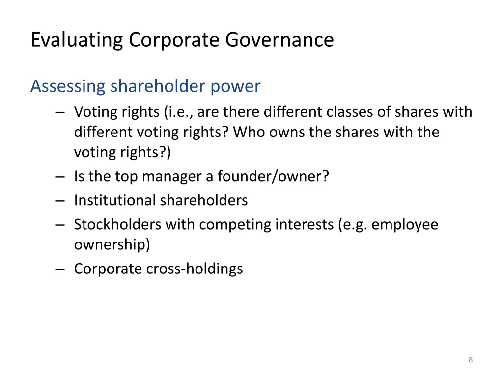 evaluating corporate governance 2