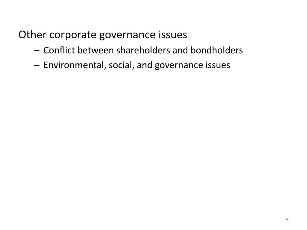 other corporate governance issues conflict