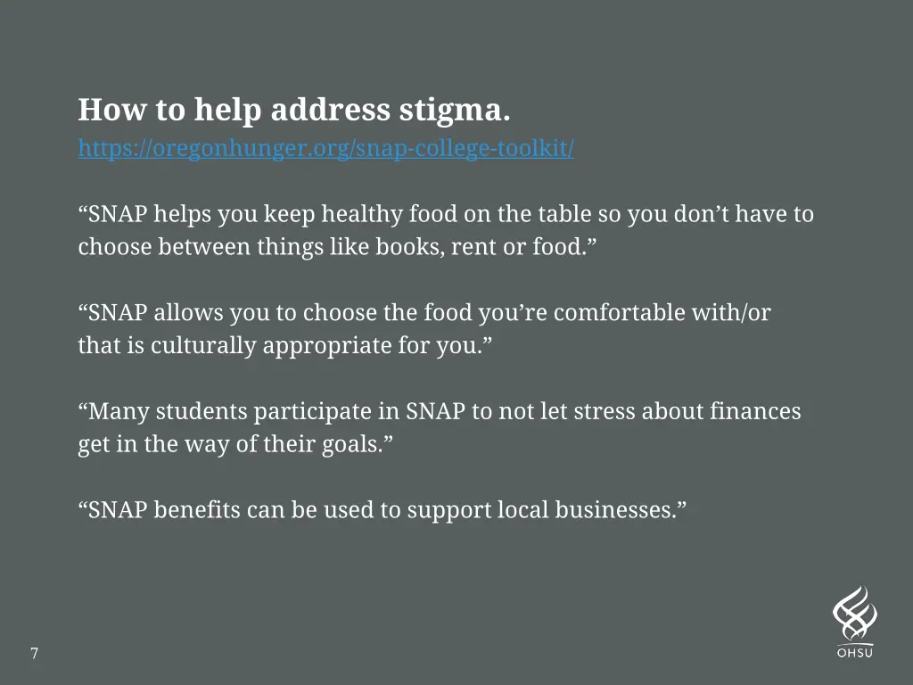 how to help address stigma https oregonhunger