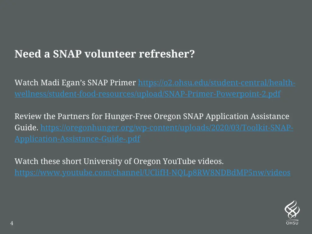 need a snap volunteer refresher