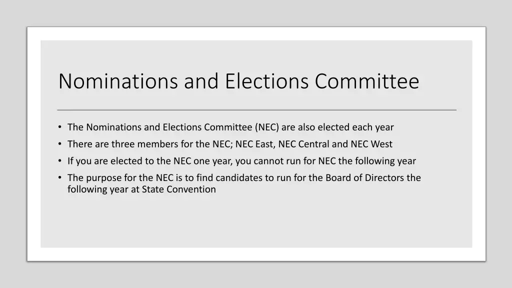 nominations and elections committee