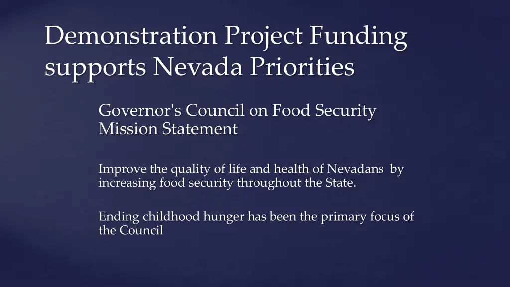 demonstration project funding supports nevada