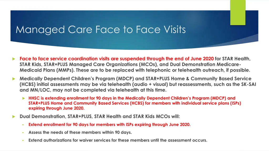 managed care face to face visits