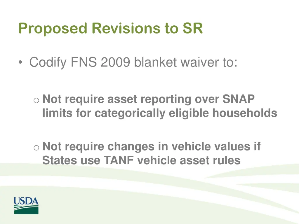 proposed revisions to sr