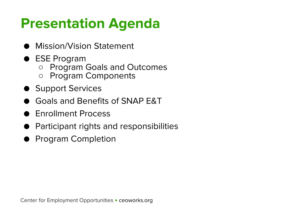 presentation agenda