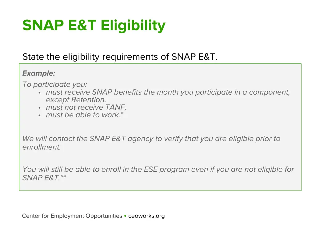 snap e t eligibility