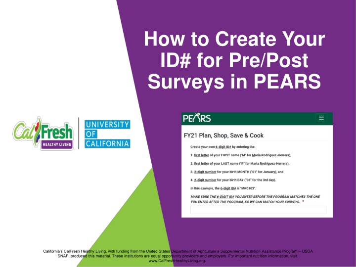 how to create your id for pre post surveys