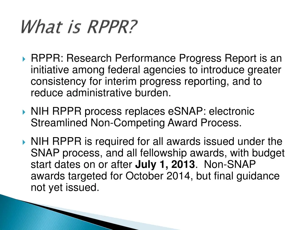 rppr research performance progress report