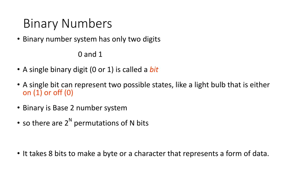 binary numbers binary number system has only