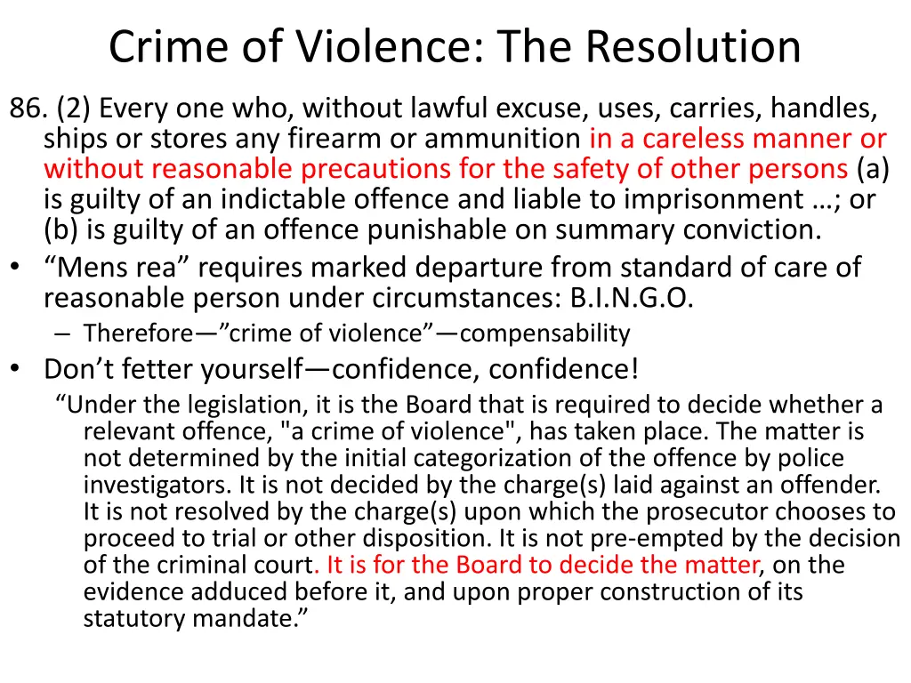 crime of violence the resolution