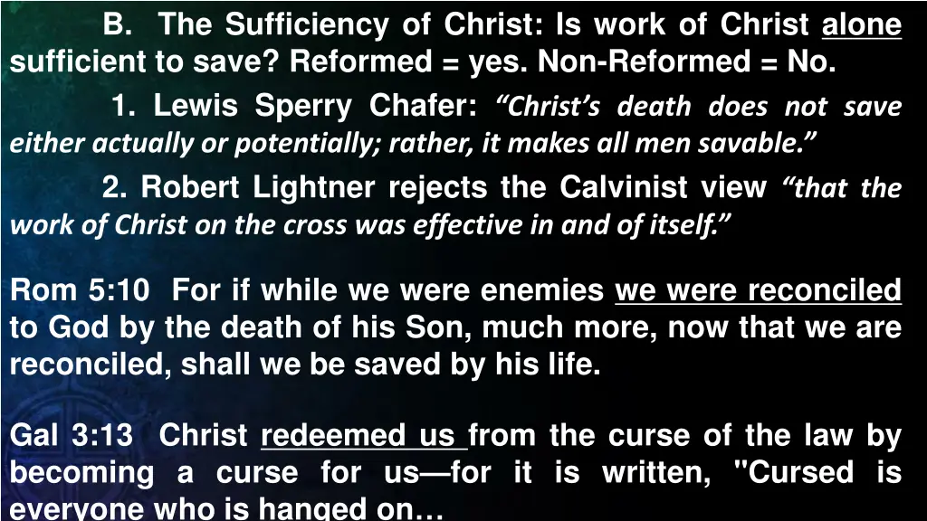 b the sufficiency of christ is work of christ