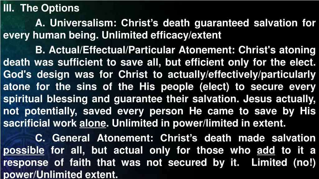 iii the options a universalism christ s death