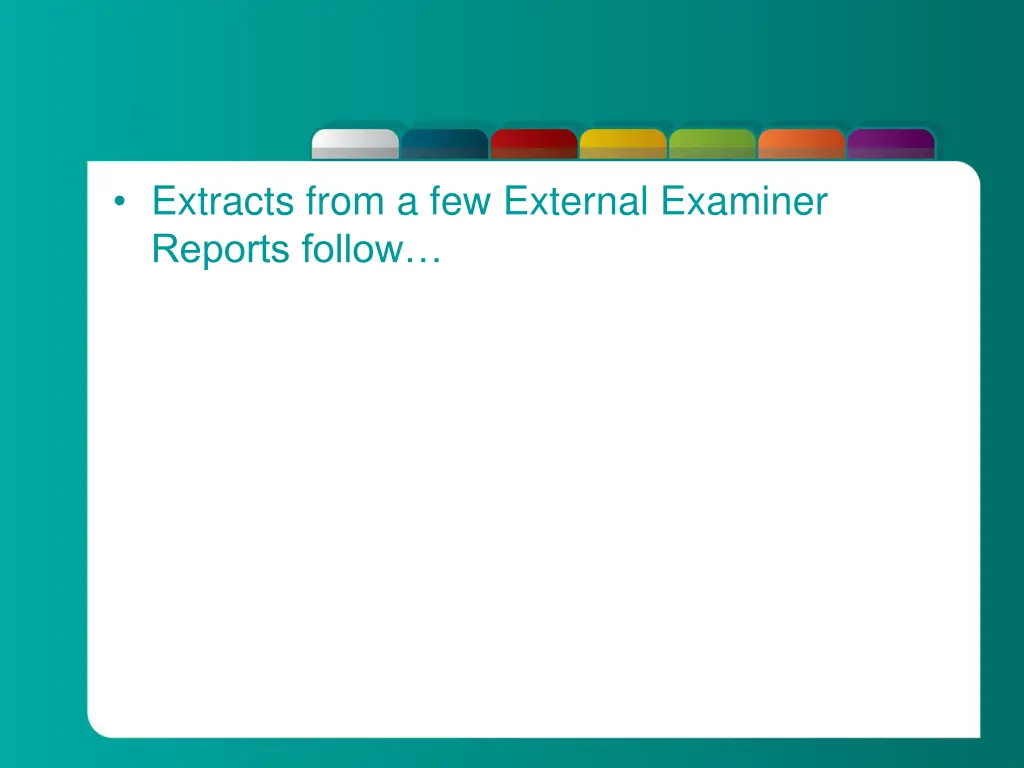 extracts from a few external examiner reports