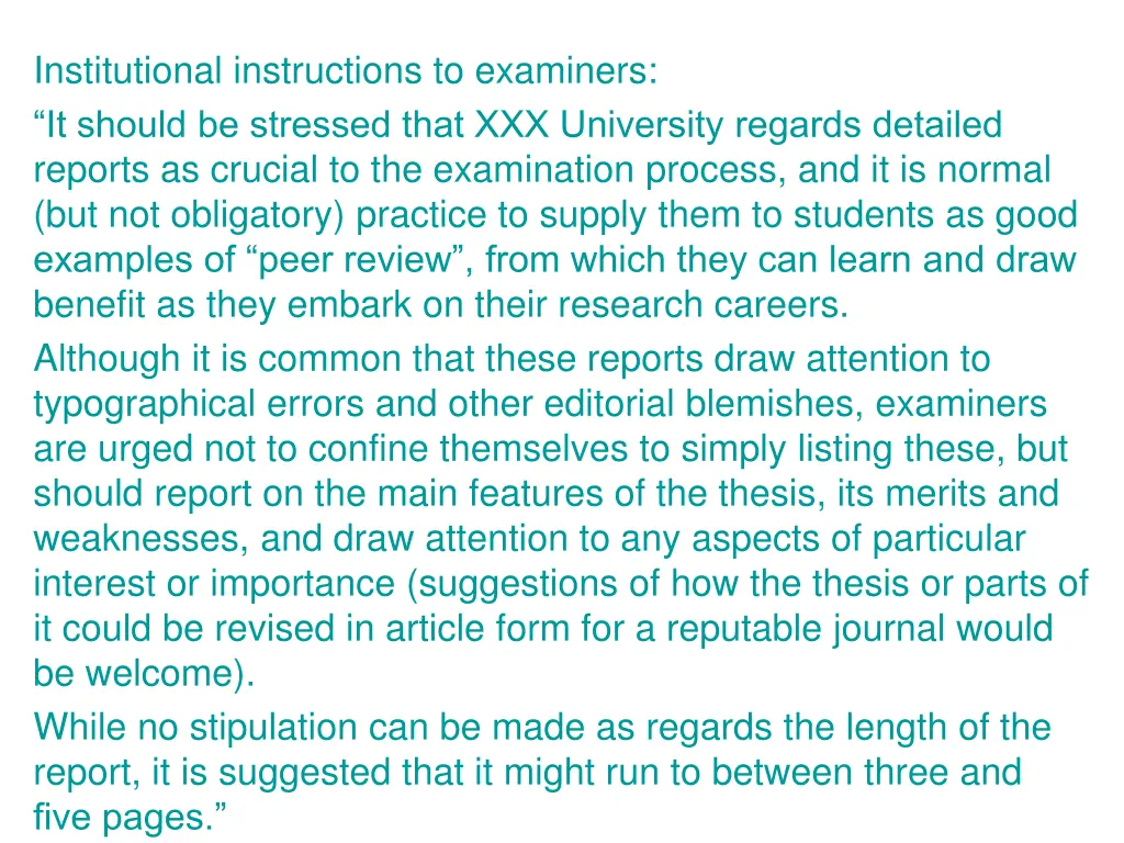 institutional instructions to examiners it should