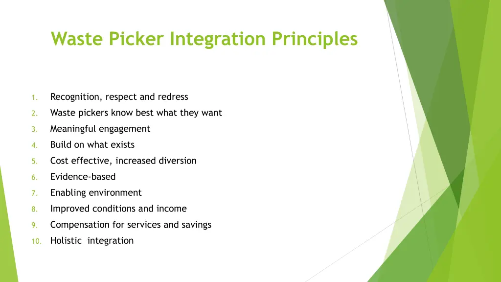 waste picker integration principles