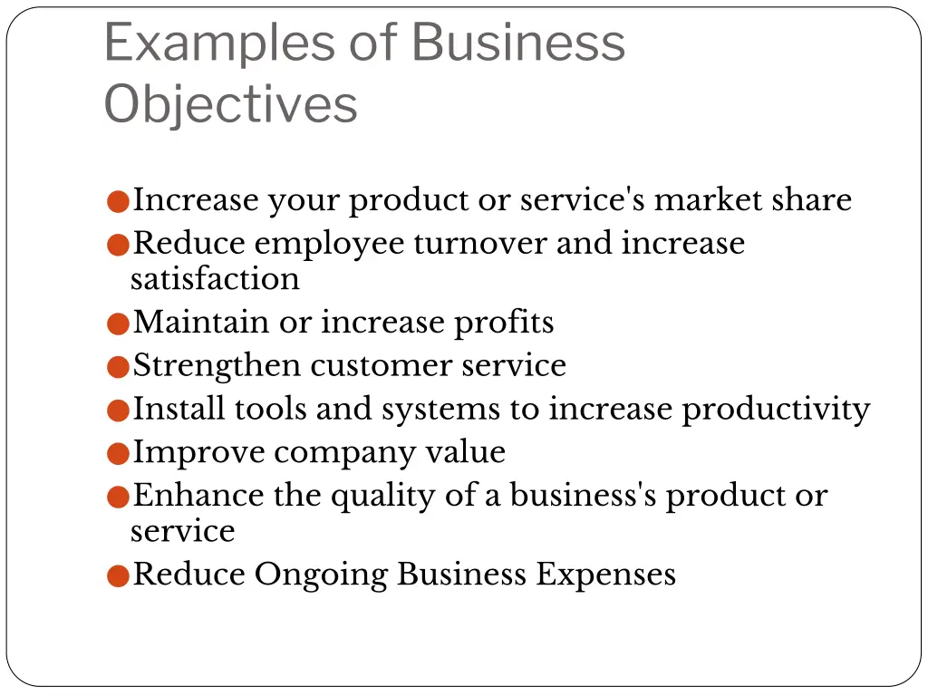 examples of business objectives