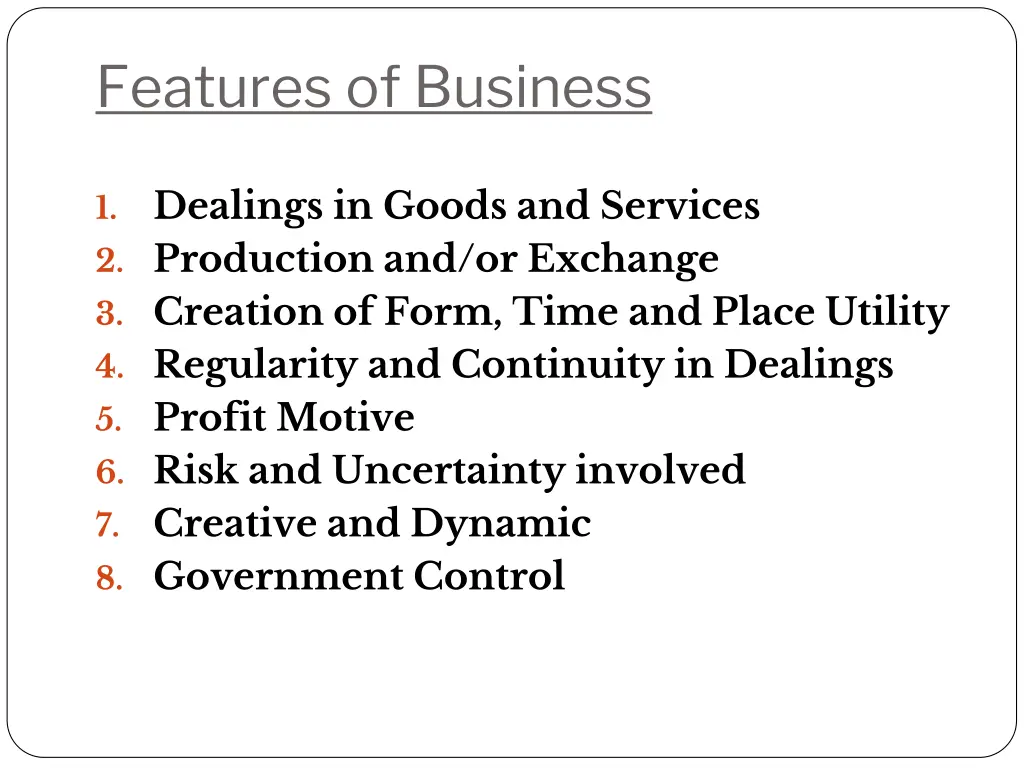 features of business