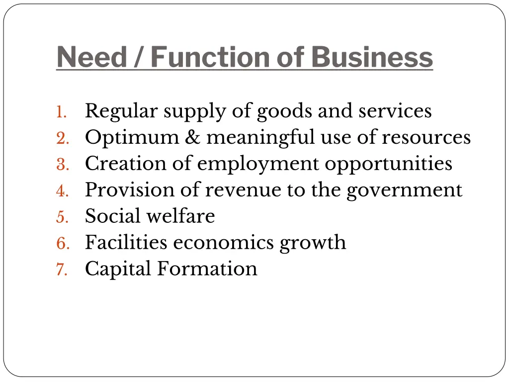 need function of business