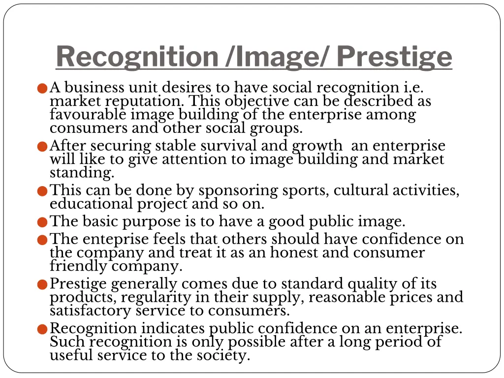 recognition image prestige