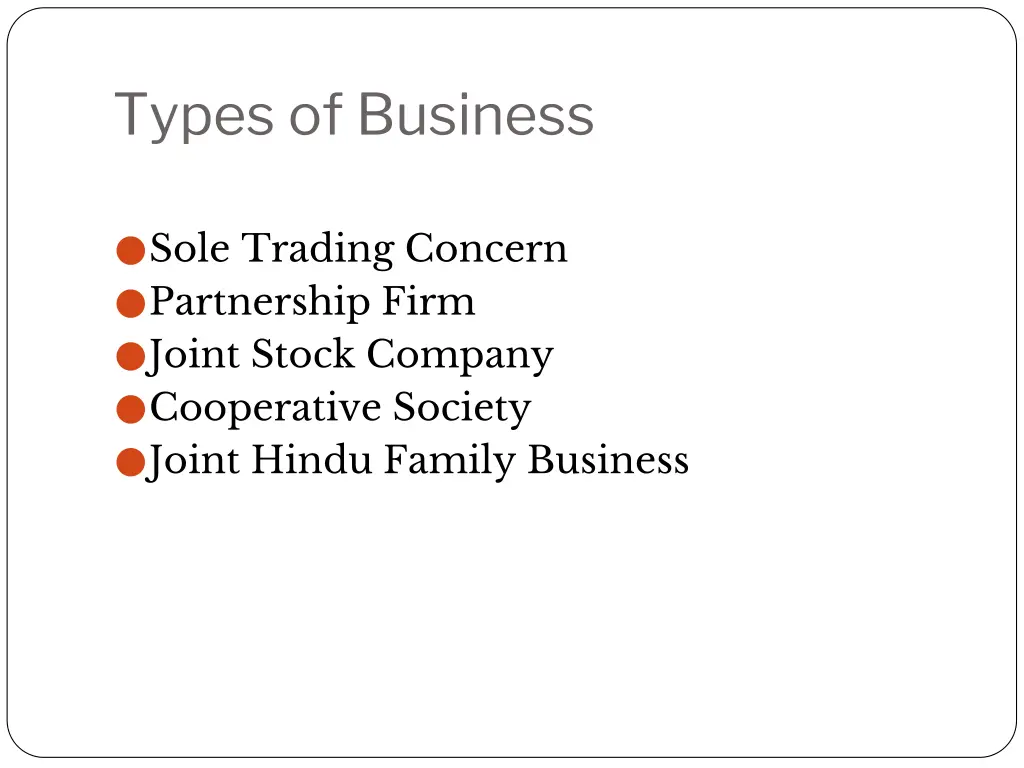 types of business