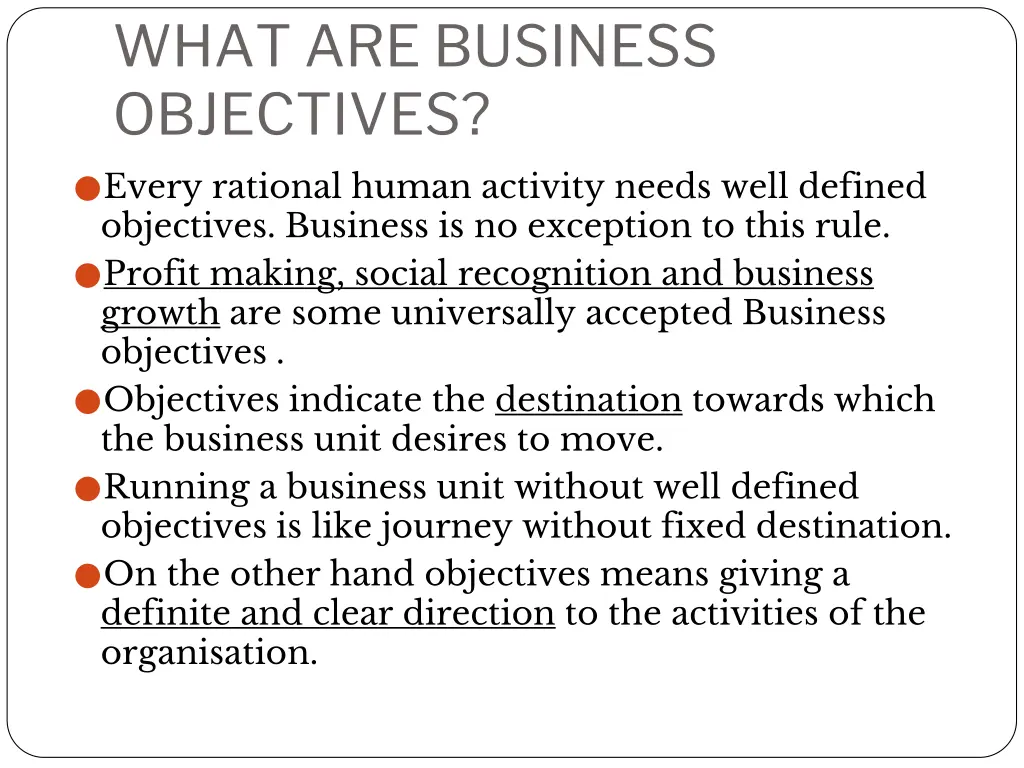 what are business objectives