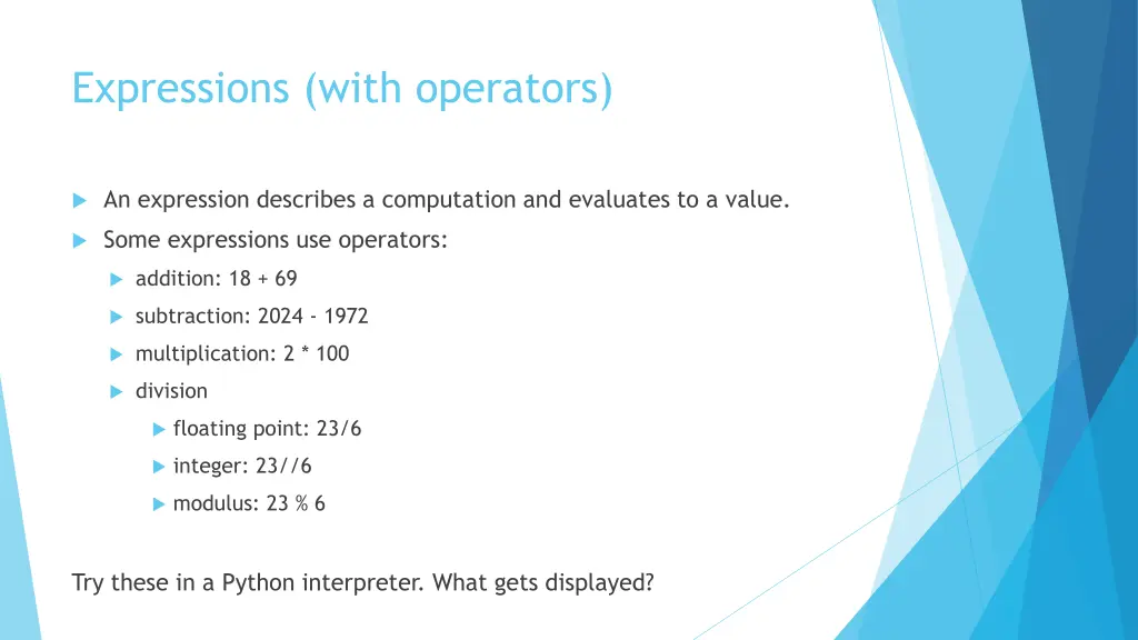 expressions with operators