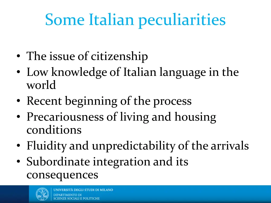 some italian peculiarities