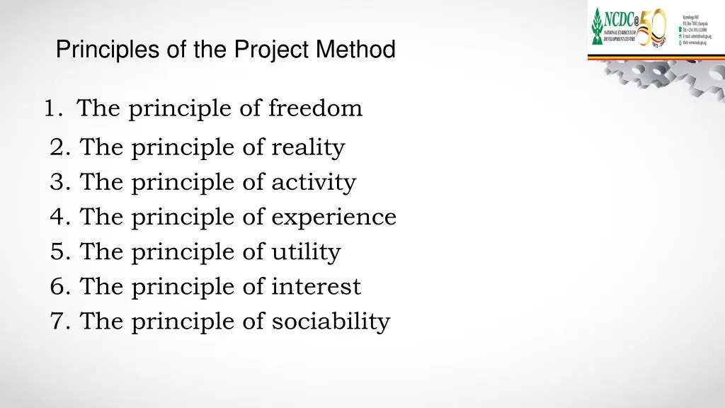 principles of the project method