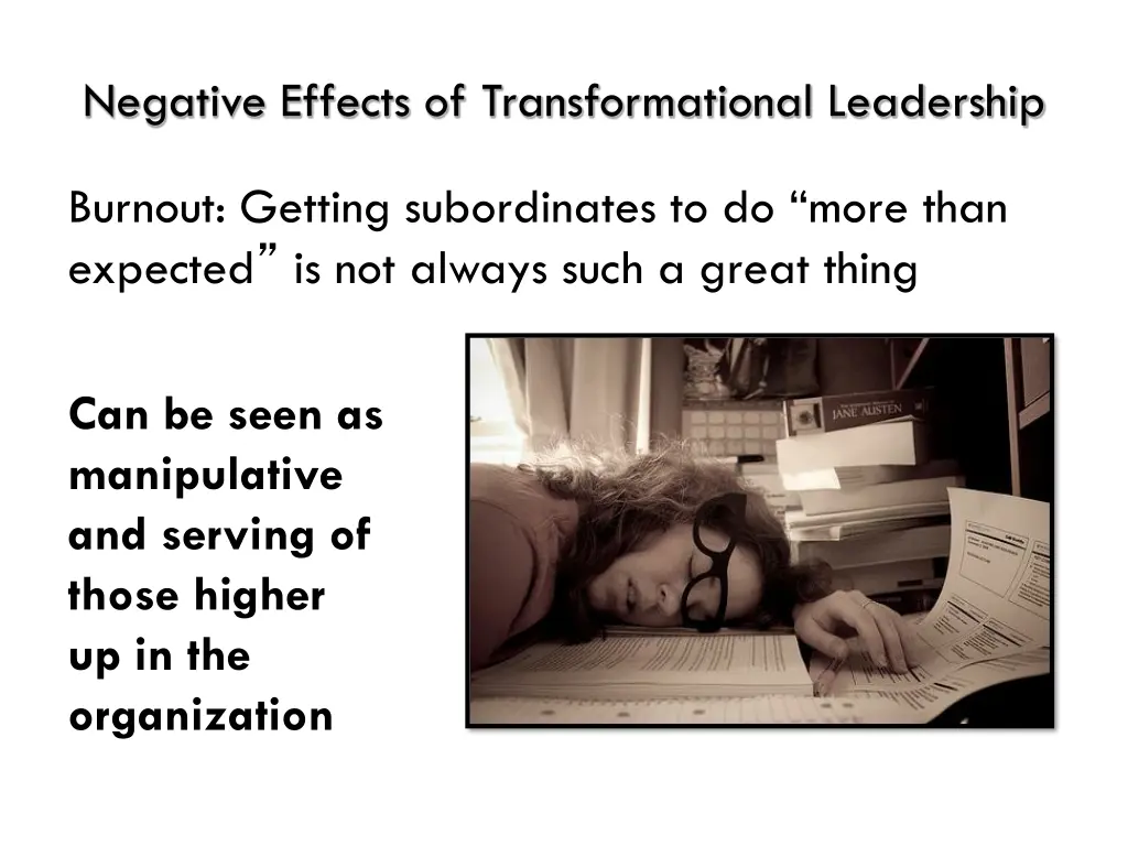 negative effects of transformational leadership