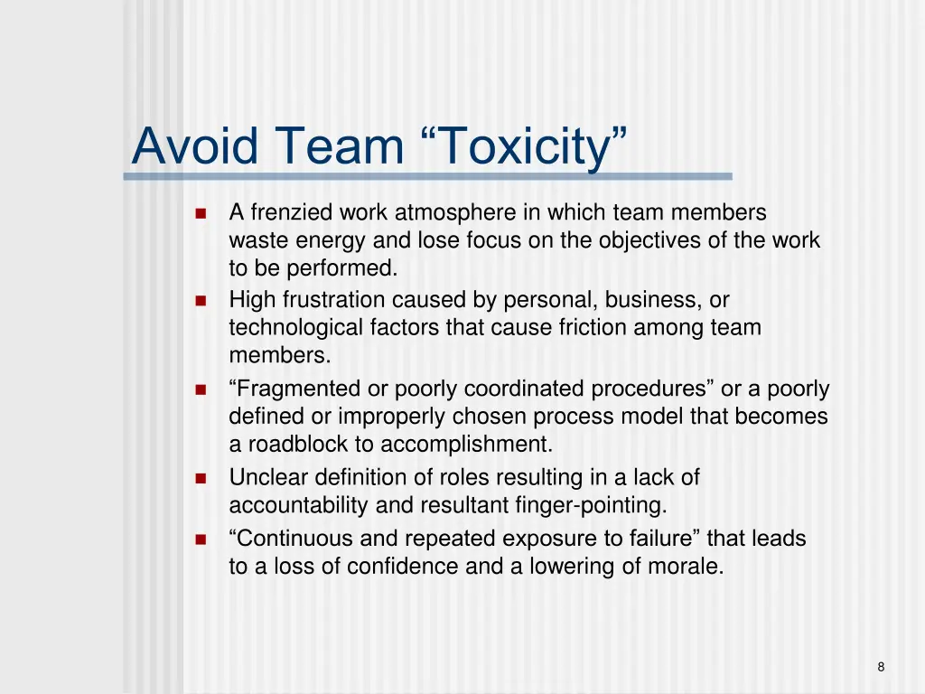 avoid team toxicity