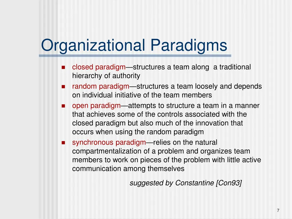 organizational paradigms