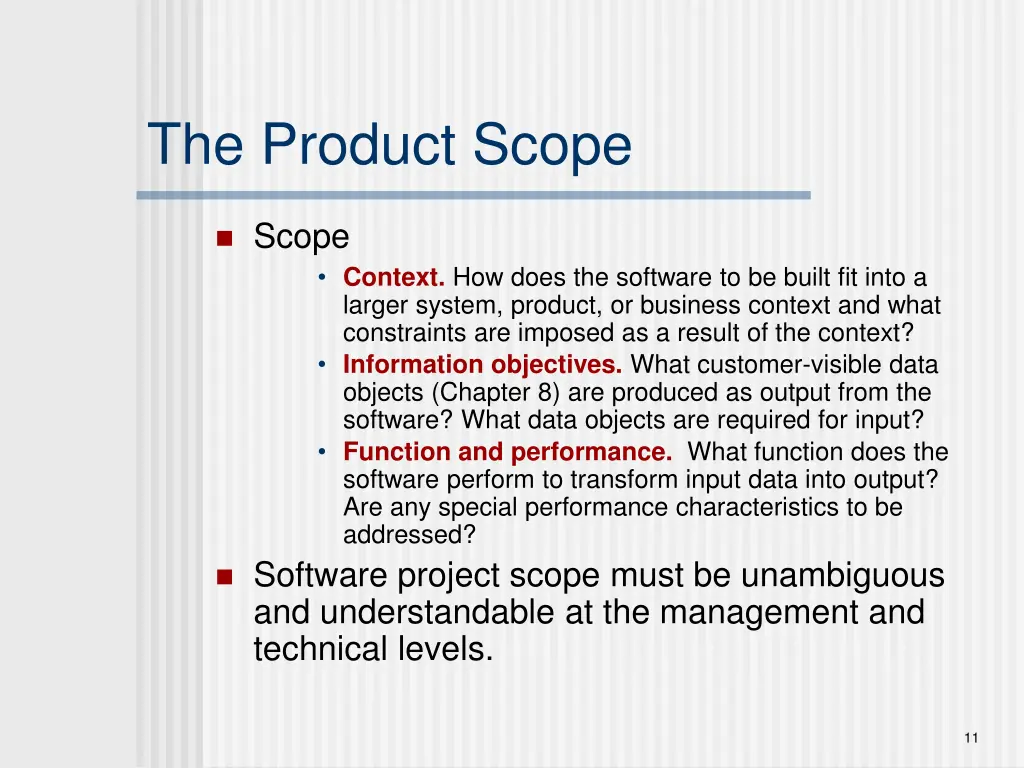 the product scope