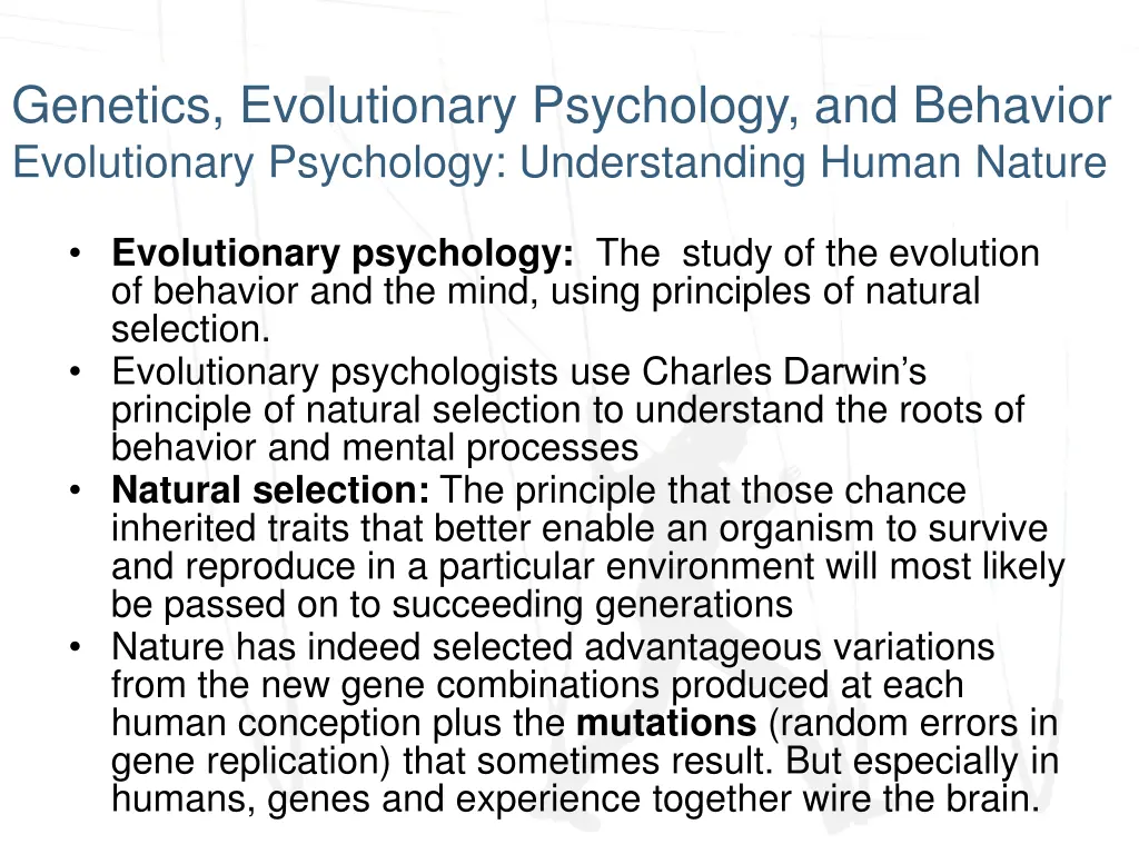 genetics evolutionary psychology and behavior 10