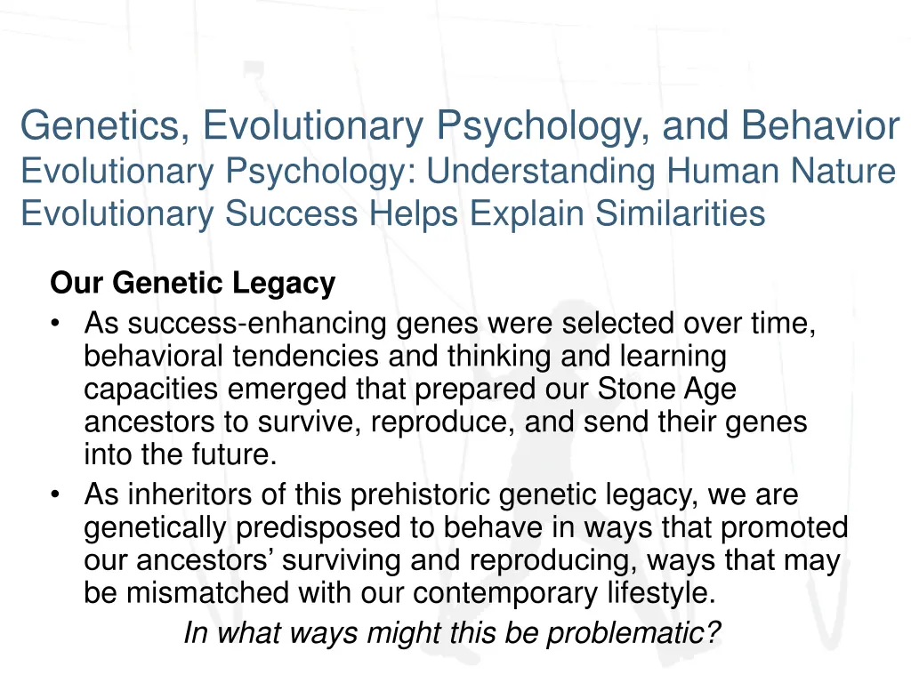 genetics evolutionary psychology and behavior 12