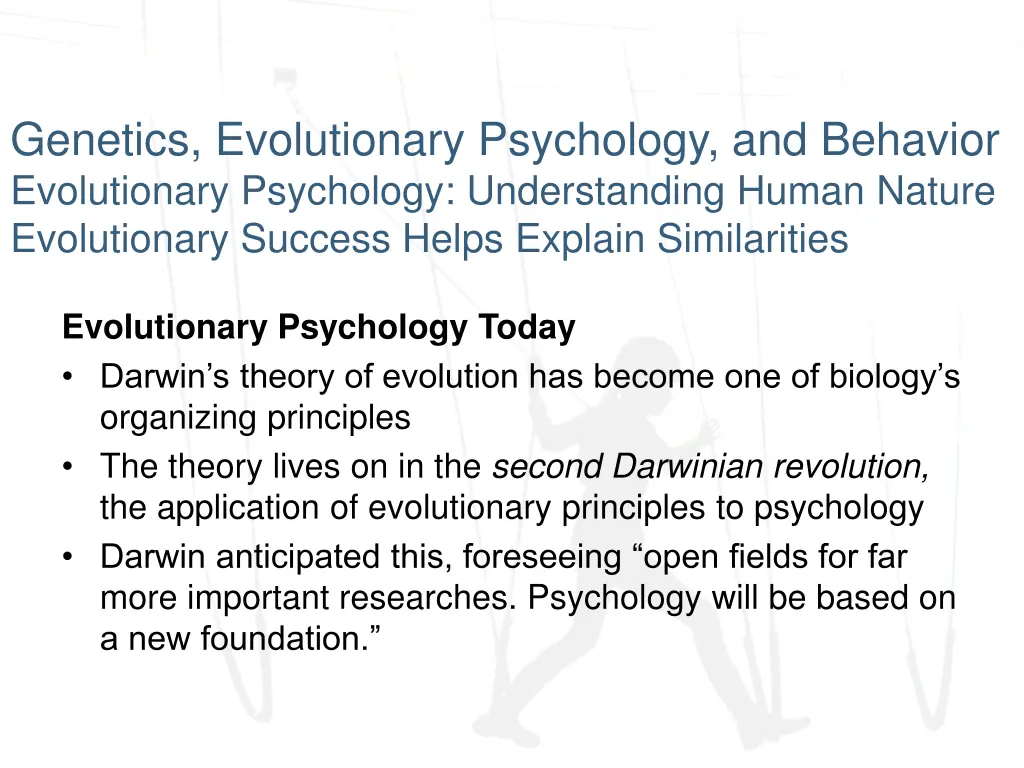 genetics evolutionary psychology and behavior 13