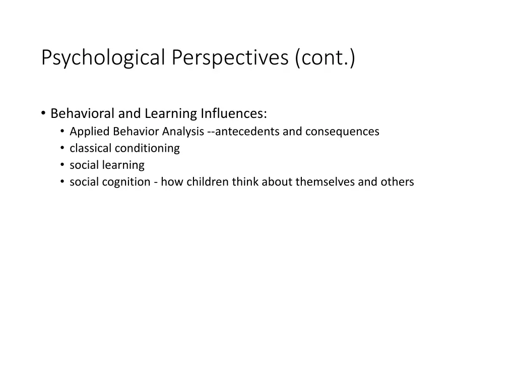 psychological perspectives cont