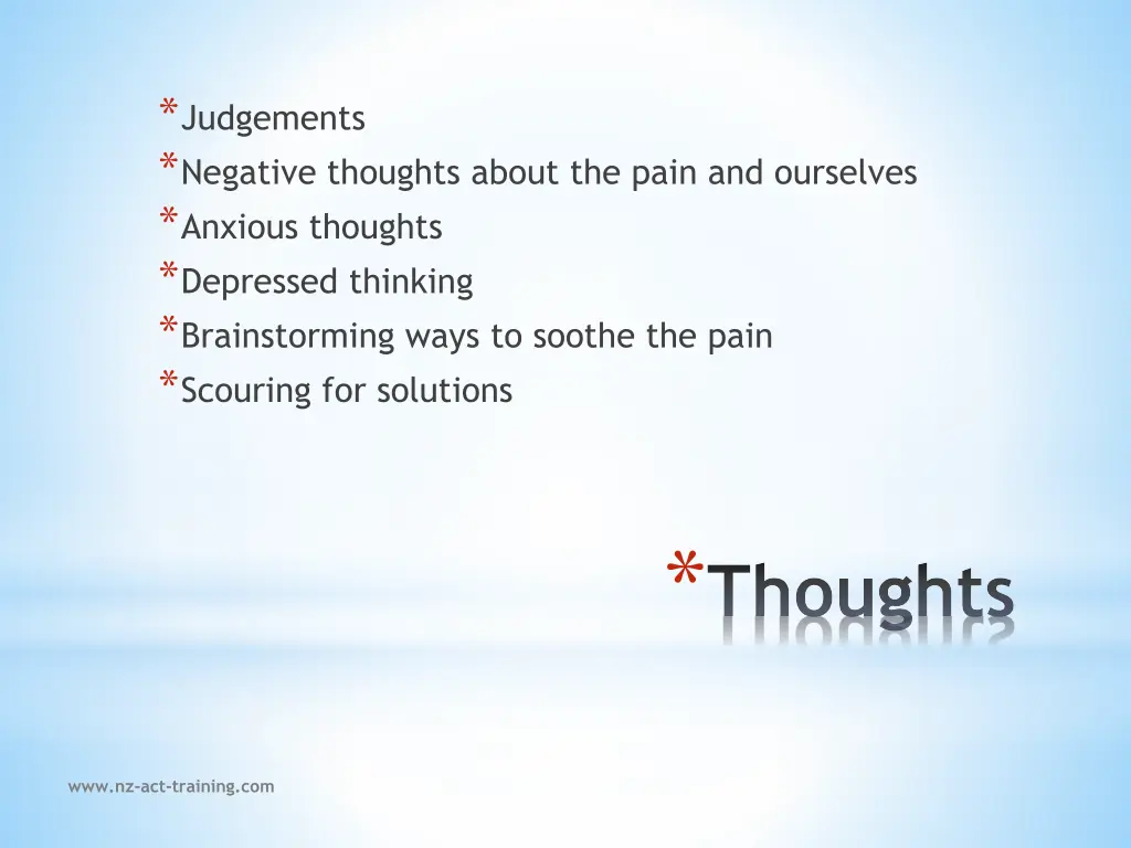 judgements negative thoughts about the pain