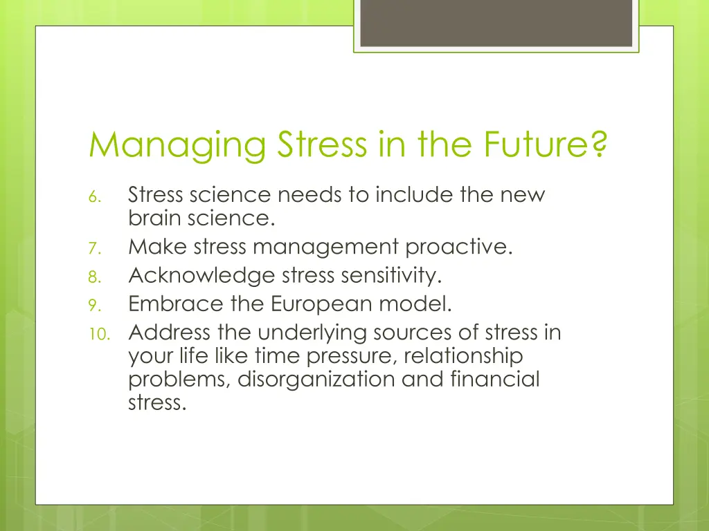 managing stress in the future 1