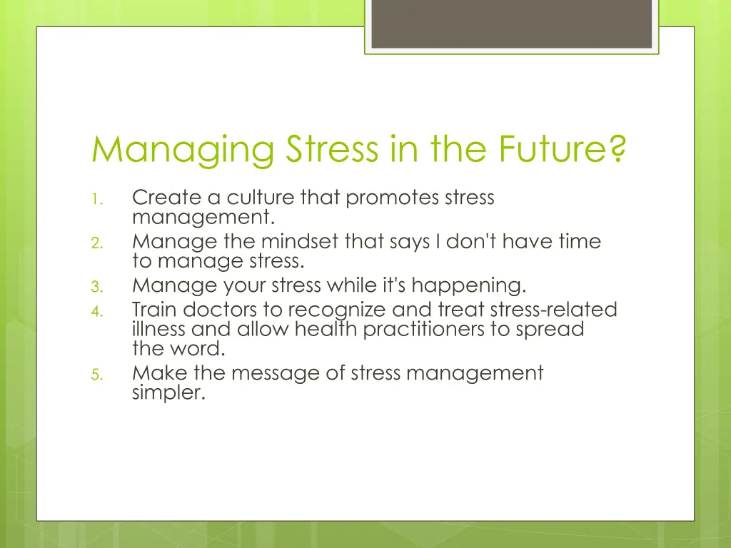 managing stress in the future