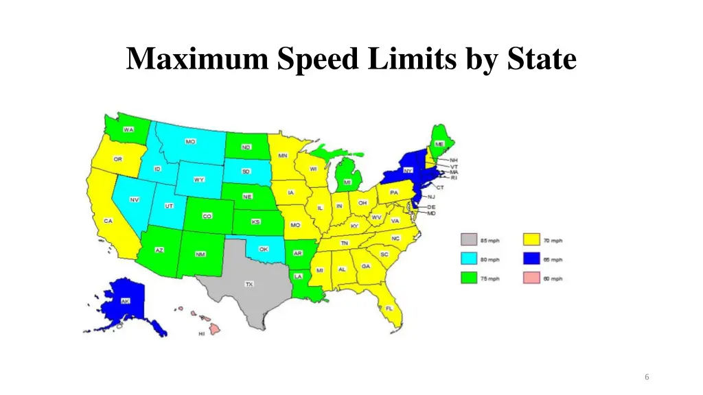 maximum speed limits by state